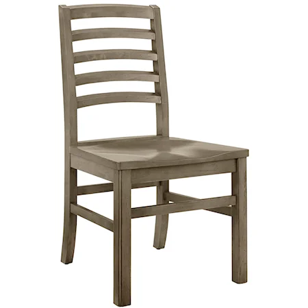 Casual Solid Wood Horizontal Slat Side Chair